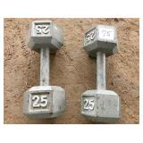 2 dumbells 25 lbs ea.