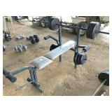 bench press w/ 6) 15lb, 2) 10lb, & 2) 8 lb weights bench press w/ 6) 15lb, 2) 10lb, & 2) 8 lb weights
