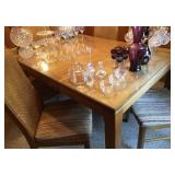 oak dining table 67x43 w/glass cover,