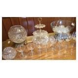 punch bowl set, leaded crystal bowls,  glasses