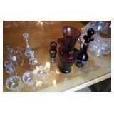 punch bowl set, purple glass, misc glass