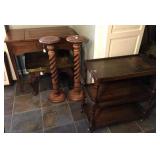 Singer sewing machine, brass top table,