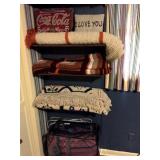 Queen size reversible comforter, 3 afghans,