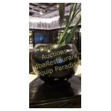 Black round large plastic pot faux plant