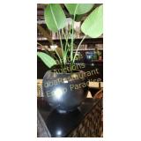 Black round large plastic pot faux plant