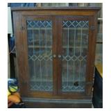Leaded Glass Oak Cabinet - Built in End