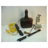 Recorder, Meat Grinder, Cord and Older Bottle