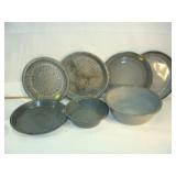 Seven Pieces of Gray Enamelware - Pie Tins
