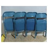 Set of Four Blue Folding Chairs