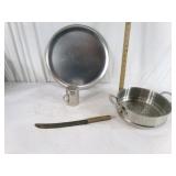 Kitchen Sieve, Platter, Salt and Knife
