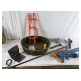Rubber Feeder. Caulk Gun, Pin, Iron
