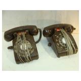 Pair of Brown Rotary Phones