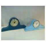 Two Blue Mantle Style Battery Clocks