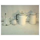 Four Pieces of White Enamelware