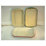 Three Enamelware Cake Pans