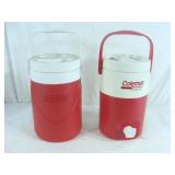 Two Red COleman Coolers