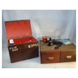 Two Wooden Boxes - Glue Gun and Drill Bits