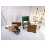 Wooden Small Chairs, Recipe Box and Related