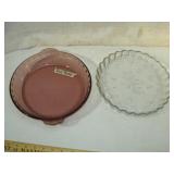 Pink Pyrex and Clear Pie Dish
