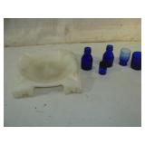 Alabaster and Blue Bottles