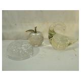 Three Clear Art Glass Pieces