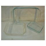 1 Fire King and Two PYREX Cake Pans
