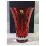 8" Waterford crystal Crimson Lismore vase