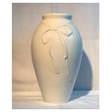 19" Bow design decorative bone white vase