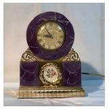 10" purple swirl clock  W/ 22 karat gold trim