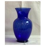 11" blue glass decorative vase