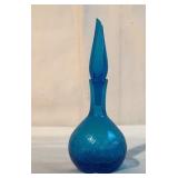 9" blue crackle glass Decanter