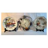 3 piece fruit design plates and clock