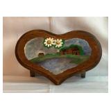 12" wooden heart shaped stool