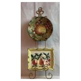 27" plate holder With Fruit bowl and  ceramic tray