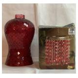 5" beaded hanging light & 8" stained glass shade 5" beaded hanging light & 8" stained glass shade