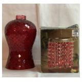 5" beaded hanging light & 8" stained glass shade