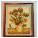 24X20" oil on canvas vangogh sunflower art work