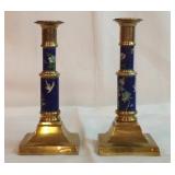 9" Oriental and Brass Candlesticks