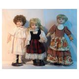 lot of 3 16-17" porcelain Dolls with stands lot of 3 16-17" porcelain Dolls with stands