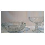 Pair of assorted glass dishes