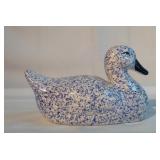 8" Blue & White Speckled Porcelain Duck