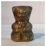 6" Brass Teddy Bear Coin Bank