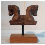 9" double horse head sculpture