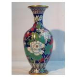 12" cloisonné flowered vase