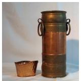 13" Brass & Copper Decor Piece, Sm. Copper bucket