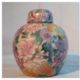 9" flowered Porcelain Ginger Jar