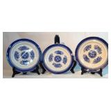 10" set of 3 Spode blue & white plates