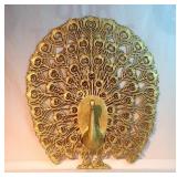 34" gold painted peacock wall hanging/decor piece