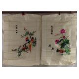 Pair of 19X28" silk stitched Oriental artwork