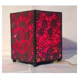 9" Red Stained Glass square decor lamp